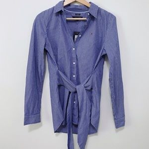 Tommy Hilfiger Relaxed Fit Striped Front Tie Shirt